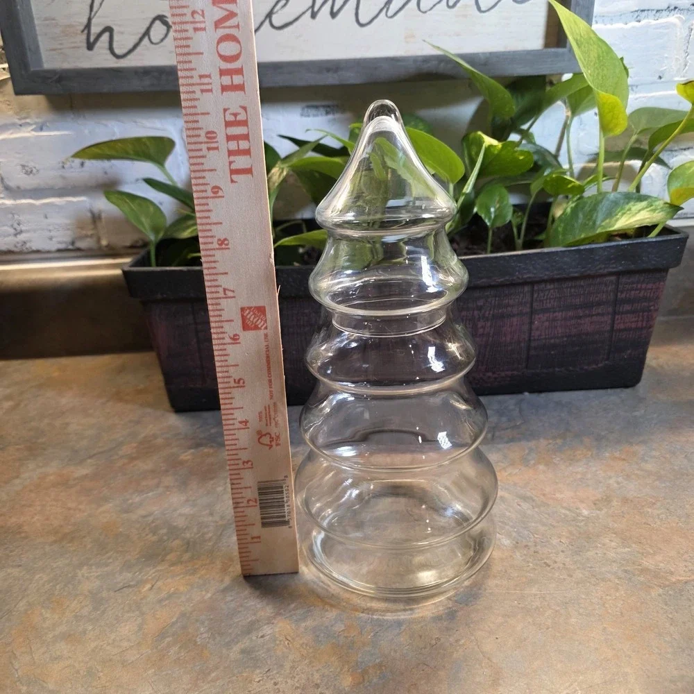 Rare Vintage Libbey Glass Crystal Creations Christmas Tree Jar Complete Set of 3
